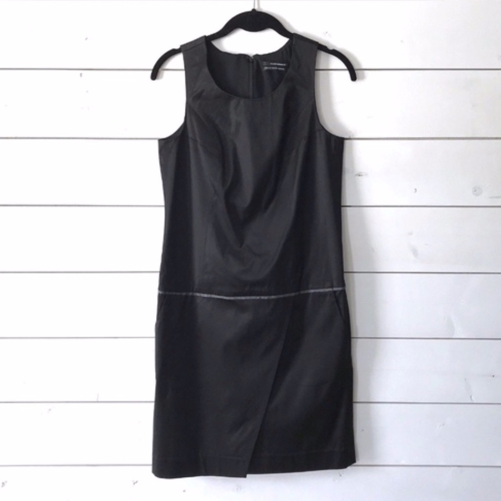 Club Monaco Black Satin Drop Waist Sheath Dress - Picture 2 of 7
